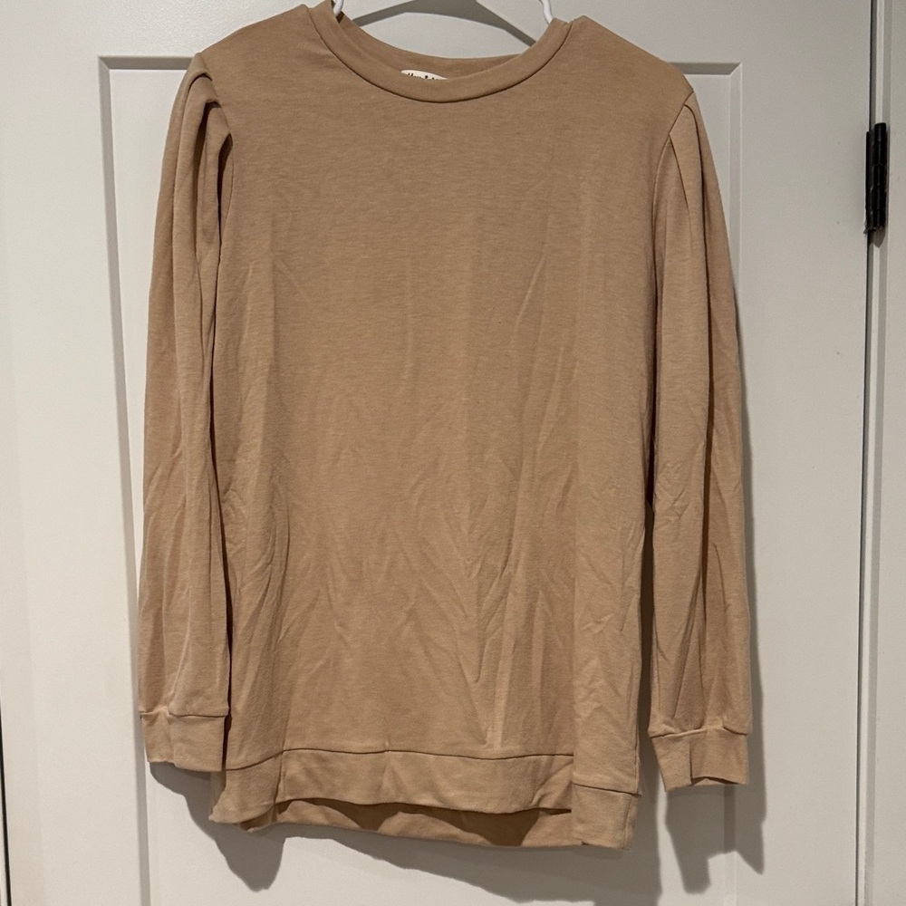 Elegant Tan Long Sleeve Women's Blouse
